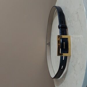 Lane Bryant Accents Black Genuine Leather Belt with Modern Style Buckle Sz 22/24